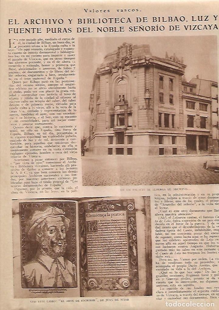 Collezionismo: A&Ntilde;O 1930 RECORTE PRENSA ARCHIVO Y BIBLIOTECA DE BILBAO LITERATURA NOBLE SE&Ntilde;ORIO DE VIZCAYA