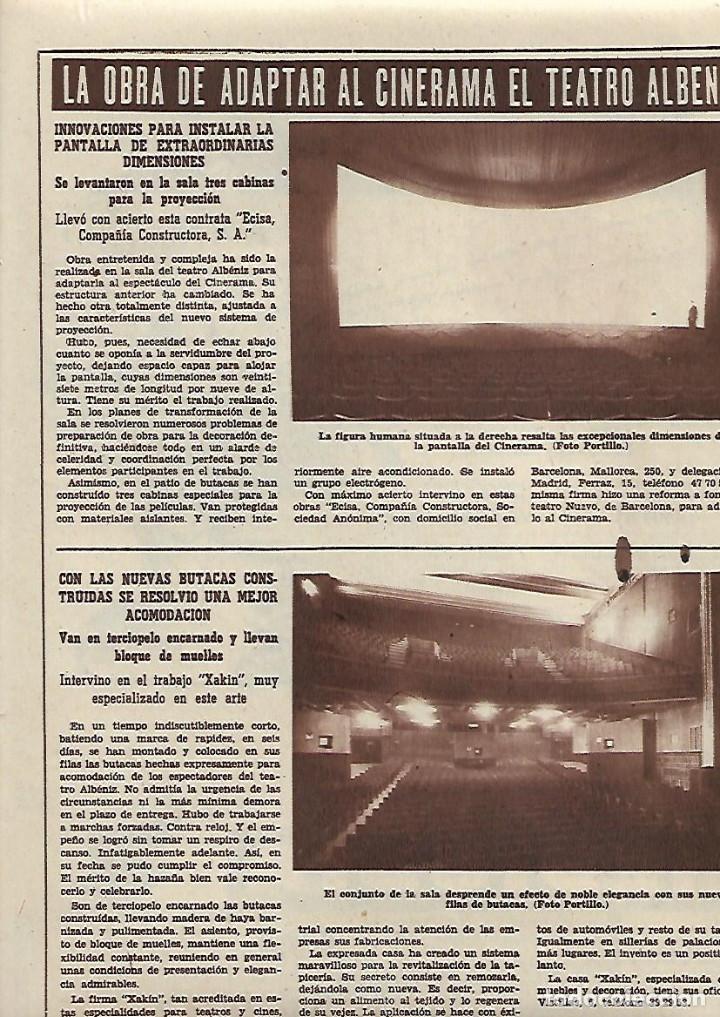 Sammelleidenschaft Papier: A&Ntilde;O 1958 RECORTE PRENSA CINE OBRA ADAPTACION AL CINERAMA EL TEATRO ALBENIZ BUTACAS