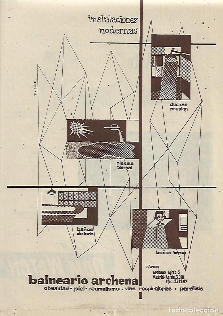 Collectionnisme: A&Ntilde;O 1958 RECORTE PRENSA PUBLICIDAD BALNEARIO ARCHENA RELOJ CONDOR DOM WATCH