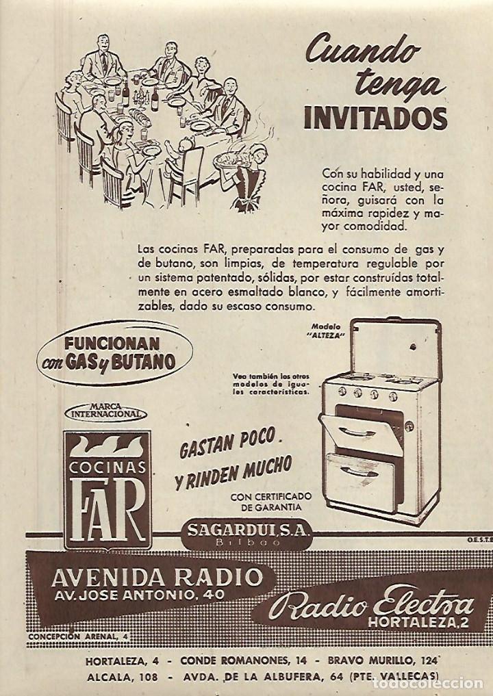 Collectionnisme: A&Ntilde;O 1958 RECORTE PRENSA PUBLICIDAD ELECTRODOMESTICOS COCINA FAR