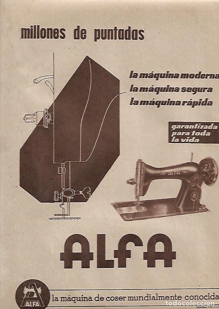 Collecting paper: A&Ntilde;O 1957 RECORTE PRENSA PUBLICIDAD MAQUINA DE COSER ALFA VERONDULIT CUBIERTAS LUMINOSAS