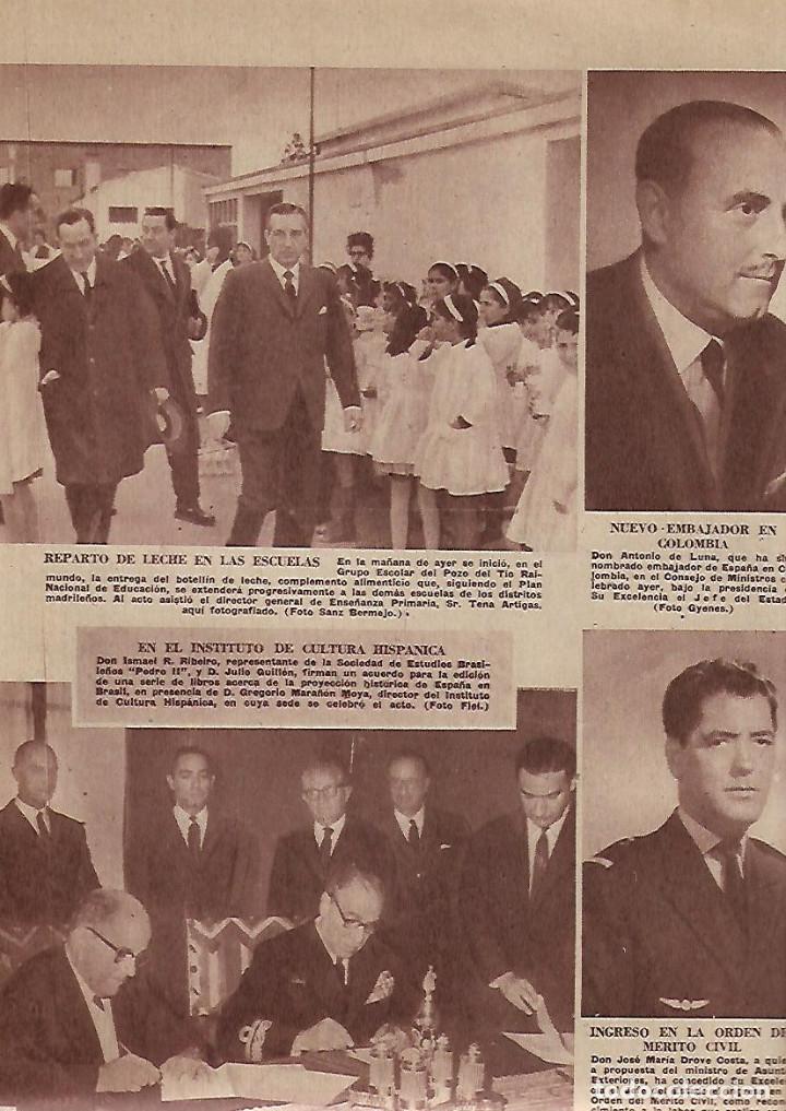 Collectionnisme: A&Ntilde;O 1963 RECORTE PRENSA REPARTO DE LECHE EN LA ESCUELA DEL POZO DEL TIO RAIMUNDO MADRID