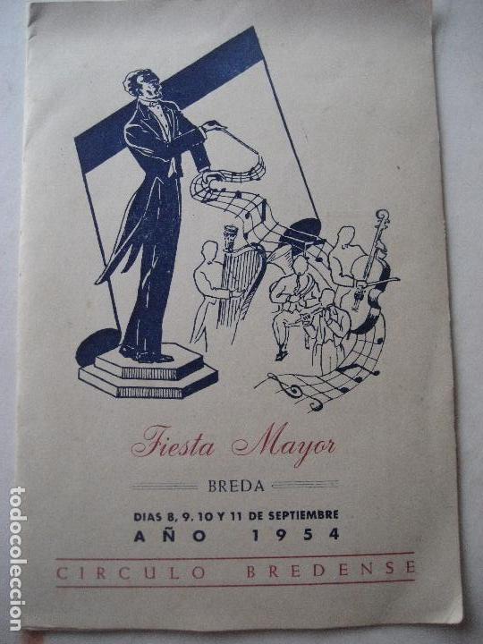 Coleccionismo: Breda. Gerona. 1954. Programa Fiesta Mayor