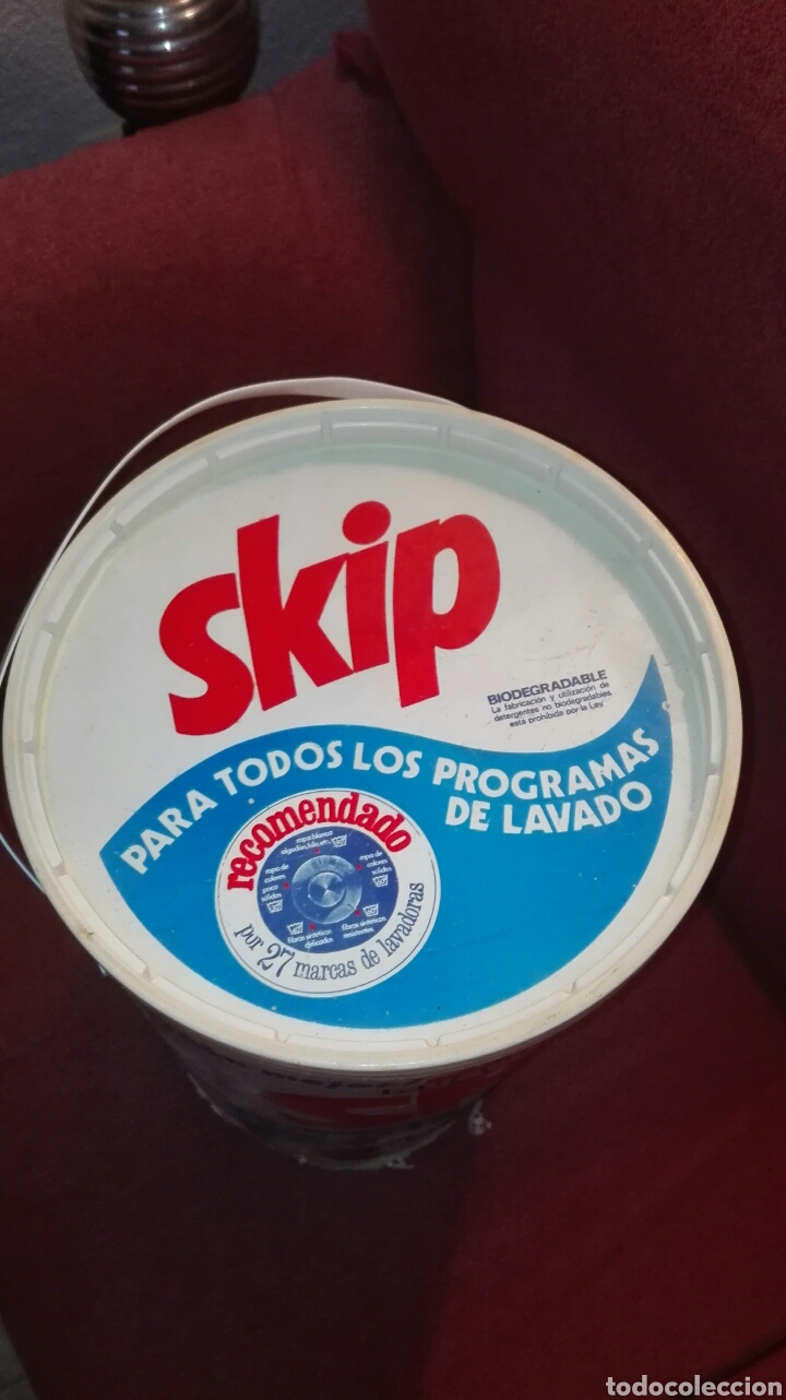 Coleccionismo: Antiguo tambor de detergente SKIP completo - Foto 4