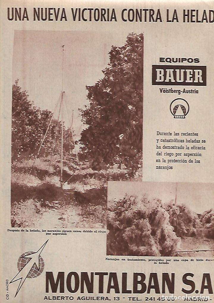 Collecting paper: A&Ntilde;O 1963 RECORTE PRENSA PUBLICIDAD MONTALBAN S A EQUIPOS BAUER VICTORIA CONTRA LA HELADA