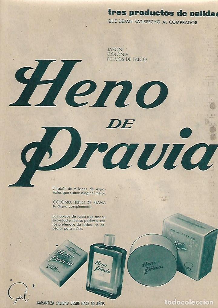 Collecting paper: A&Ntilde;O 1960 RECORTE PRENSA PUBLICIDAD JABON COLONIA PRODUCTOS HENO DE PRAVIA PERFUMERIA GAL