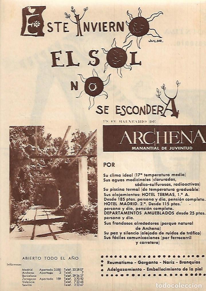 Collectionnisme: A&Ntilde;O 1960 RECORTE PRENSA PUBLICIDAD BALNEARIO DE ARCHENA COINTRA CALENTADOR GAS BUTANO GODESIA