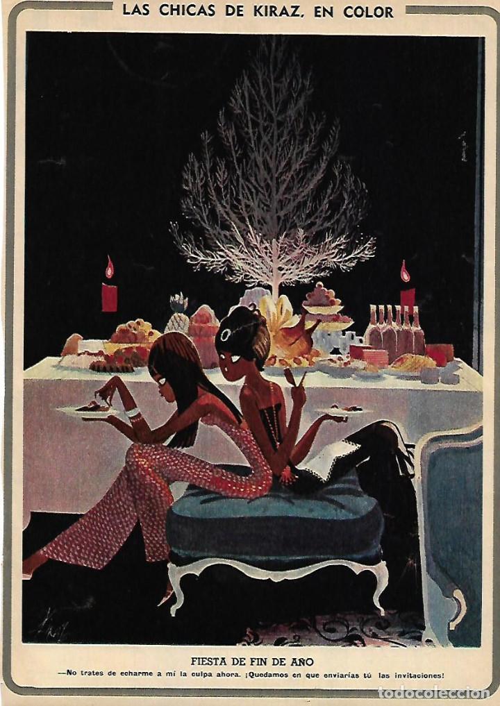 Coleccionismo: A&Ntilde;O 1968 RECORTE PRENSA DIBUJO LAS CHICAS DE KIRAZ A COLOR FIESTA FIN DE A&Ntilde;O