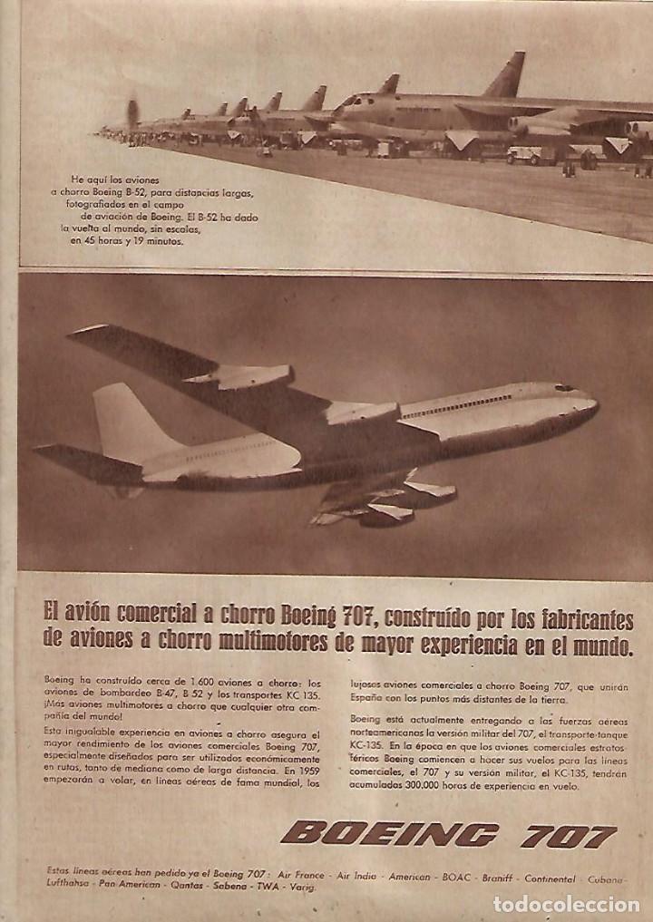 Collectionnisme: A&Ntilde;O 1957 RECORTE PRENSA PUBLICIDAD AVIACION AVION COMERCIAL BOEING 707