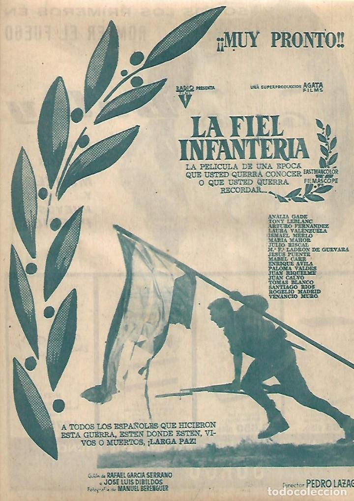 Coleccionismo: A&Ntilde;O 1960 RECORTE PRENSA PUBLICIDAD CINE PELICULA LA FIEL INFANTERIA PEDRO LAZAGA