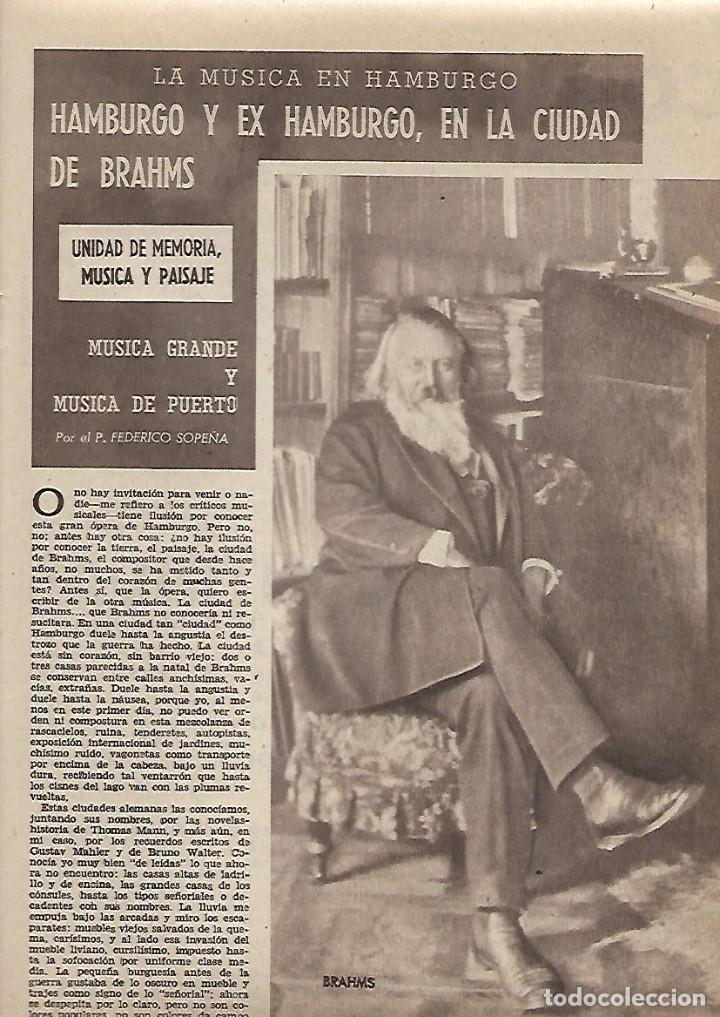 Coleccionismo: A&Ntilde;O 1963 RECORTE PRENSA LA MUSICA EN HAMBURGO BRAHMA UNIDAD DE MEMORIA MUSICA Y PAISAJE