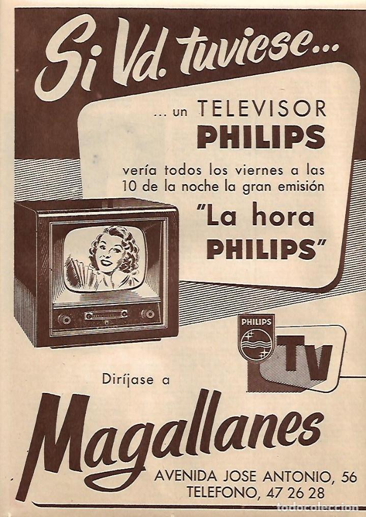 Collecting paper: A&Ntilde;O 1957 RECORTE PRENSA PUBLICIDAD MAGALLANES TELEVISOR PHILIPS