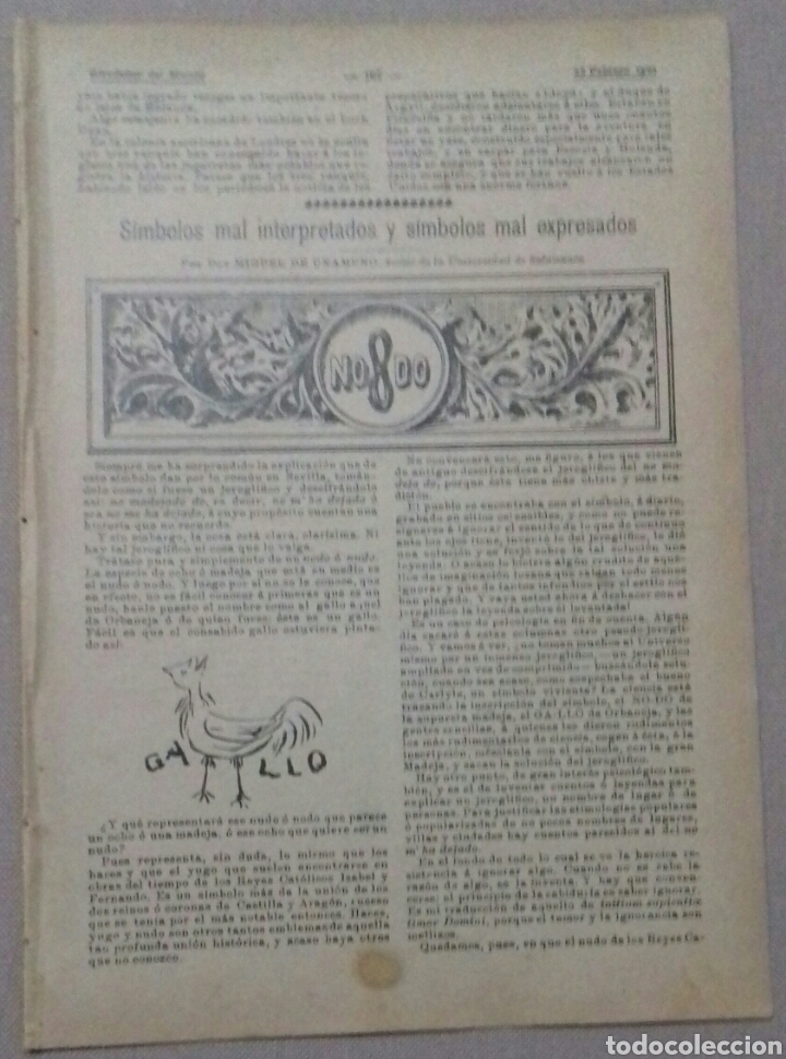 Coleccionismo: S&iacute;mbolos mal interpretados y s&iacute;mbolos mal expresados. Por Miguel de Unamuno. 1901. Alrededor del mun