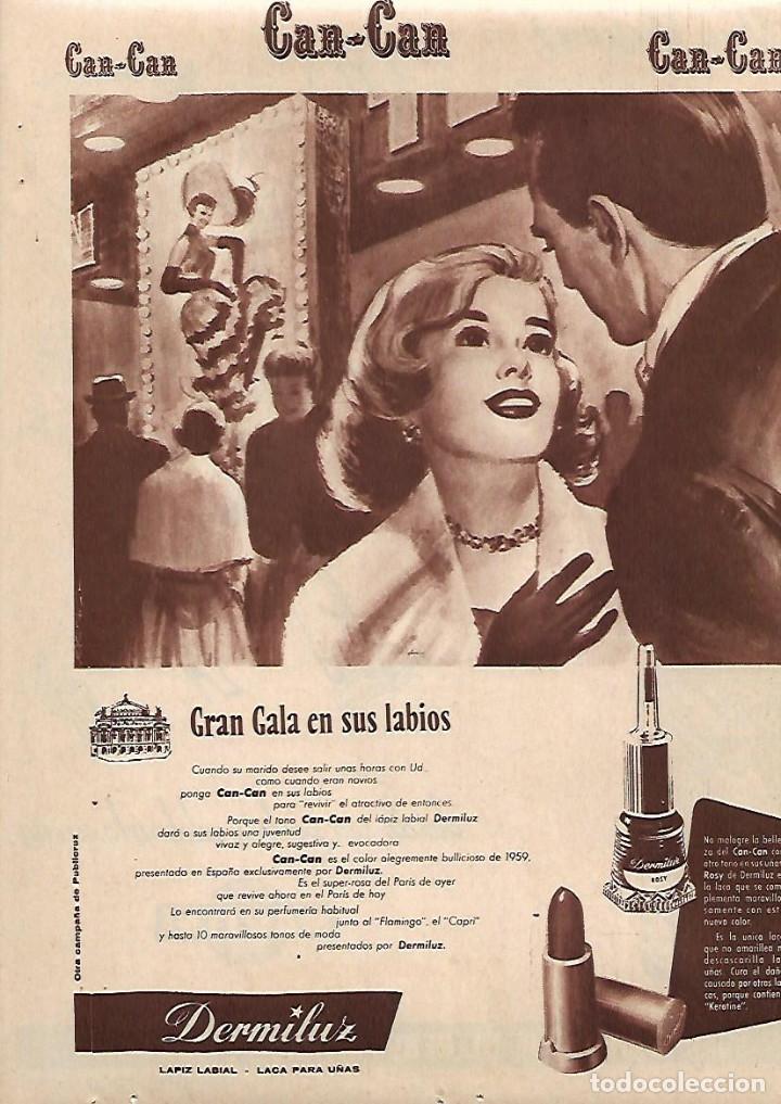 Collectionnisme: A&Ntilde;O 1958 RECORTE PRENSA PUBLICIDAD LAPIZ LABIOS DERMILUZ BEBIDAS MARTINI
