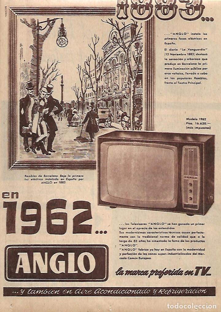 Coleccionismo: A&Ntilde;O 1962 RECORTE PRENSA PUBLICIDAD ELECTRODOMESTICOS TELEVISOR ANGLO TELEVISION