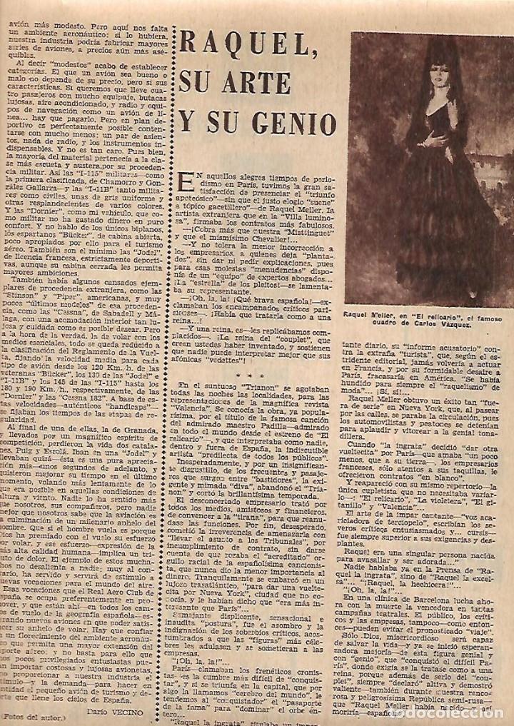 Coleccionismo: A&Ntilde;O 1962 RECORTE PRENSA RAQUEL MELLER SU ARTE Y SU GENIO EL RELICARIO CUADRO CARLOS VAZQUEZ