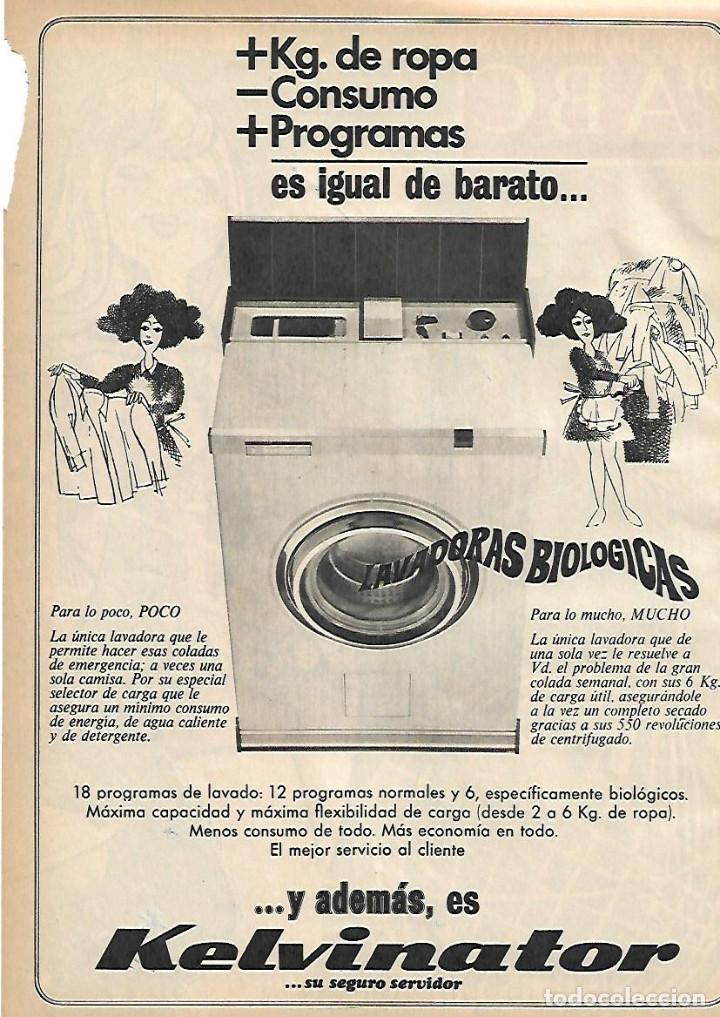 Collectionnisme: A&Ntilde;O 1969 RECORTE PRENSA PUBLICIDAD ELECTRODOMESTICOS LAVADORA KELVINATOR