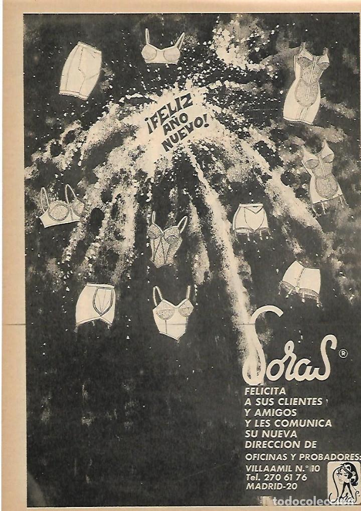 Collectionnisme: A&Ntilde;O 1969 RECORTE PRENSA PUBLICIDAD SORAS FELICITACION DE A&Ntilde;O NUEVO NAVIDAD