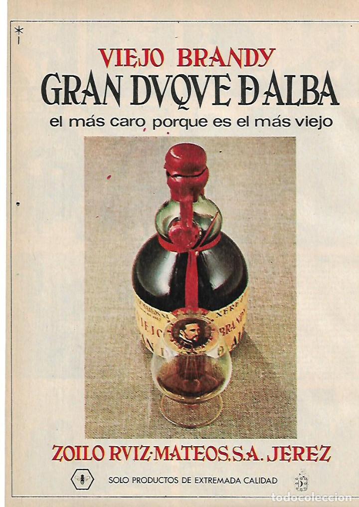 Sammelleidenschaft Papier: A&Ntilde;O 1969 RECORTE PRENSA PUBLICIDAD BEBIDAS VIEJO BRANDY GRAN DUQUE DE ALBA ZOILO RUIZ MATEOS JEREZ