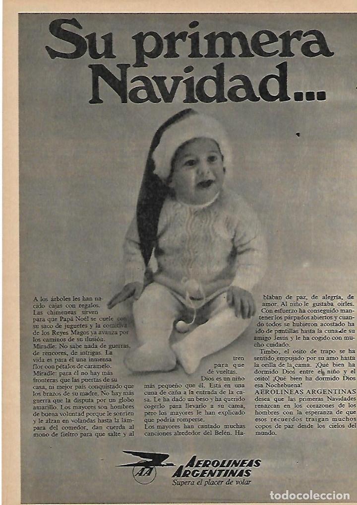 Coleccionismo: A&Ntilde;O 1969 RECORTE PRENSA PUBLICIDAD AEROLINEAS ARGENTINAS AVIACION FELICITACION NAVIDAD