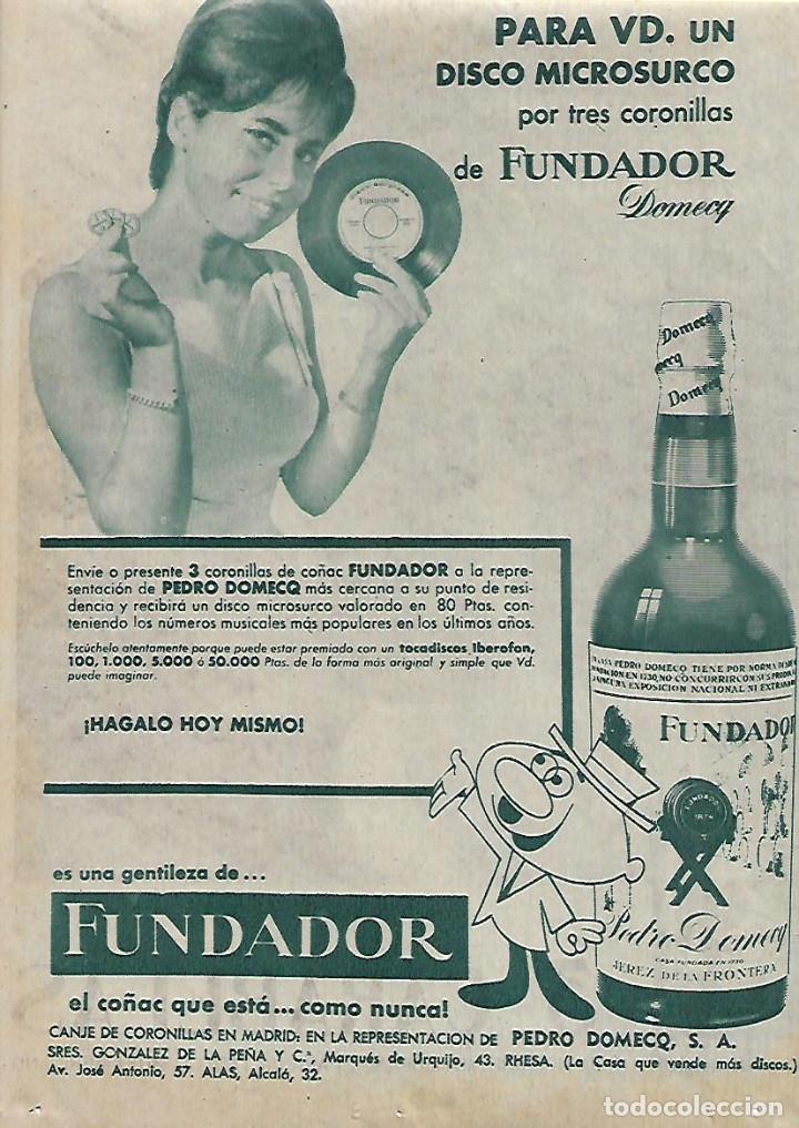 Collectionnisme: A&Ntilde;O 1962 RECORTE PRENSA PUBLICIDAD BEBIDAS CO&Ntilde;AC FUNDADOR TABACO 3 CARABELAS CIGARRILLOS