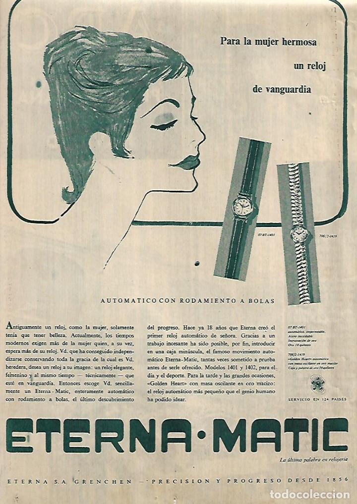 Sammelleidenschaft Papier: A&Ntilde;O 1958 RECORTE PRENSA PUBLICIDAD RELOJ ETERNA MATIC