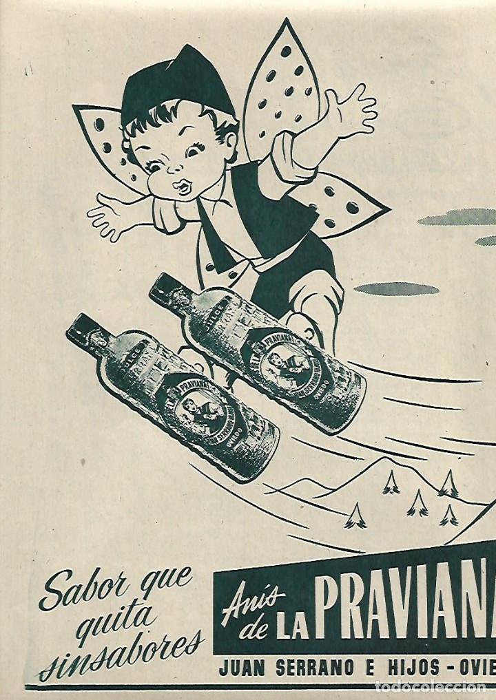 Collectionnisme: A&Ntilde;O 1958 RECORTE PRENSA PUBLICIDAD BEBIDAS ANIS DE LA PRAVIANA JUAN SERRANO OVIEDO