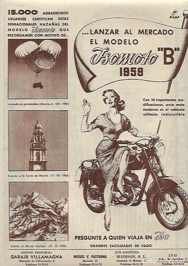 Collezionismo: A&Ntilde;O 1958 RECORTE PRENSA PUBLICIDAD MOTO ISOMOTO B  1959