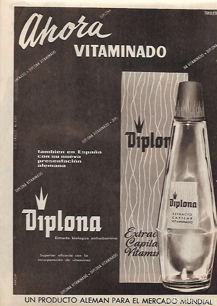Collectionnisme: A&Ntilde;O 1963 RECORTE PRENSA PUBLICIDAD DIPLOMA EXTRACTO PARA CABELLO CALVICIE CASPA