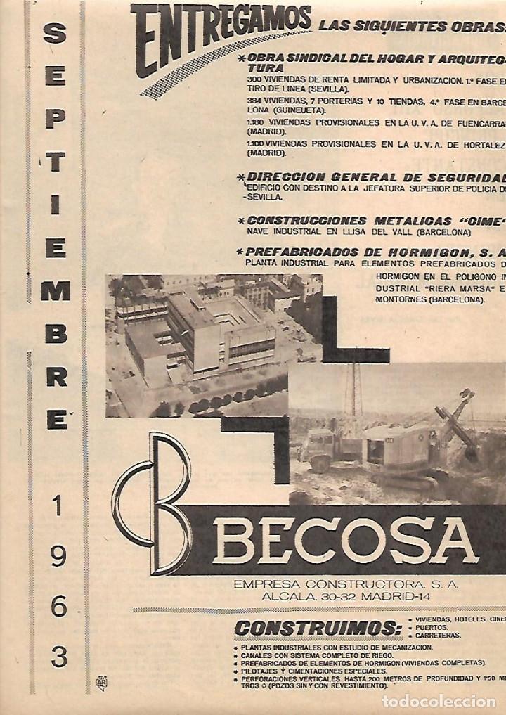 Collecting paper: A&Ntilde;O 1963 RECORTE PRENSA PUBLICIDAD BECOSA EMPRESA CONSTRUCTORA CONSTRUCCION OBRAS