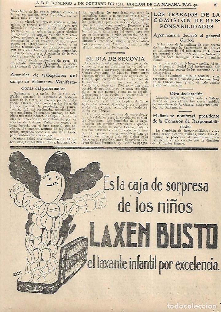 Coleccionismo: A&Ntilde;O 1931 RECORTE PRENSA PUBLICIDAD LAXANTE INFANTIL LAXEN BUSTO
