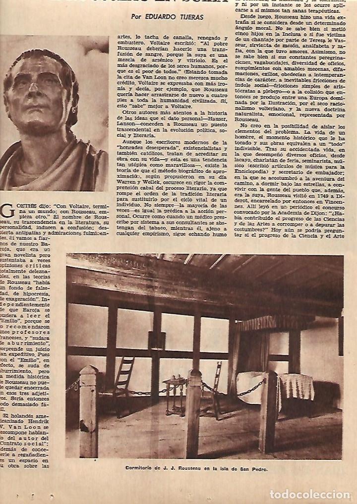 Sammelleidenschaft Papier: A&Ntilde;O 1962 RECORTE PRENSA A&Ntilde;O DE ROUSSEAU EN SUIZA DORMITORIO ISLA DE SAN PEDRO