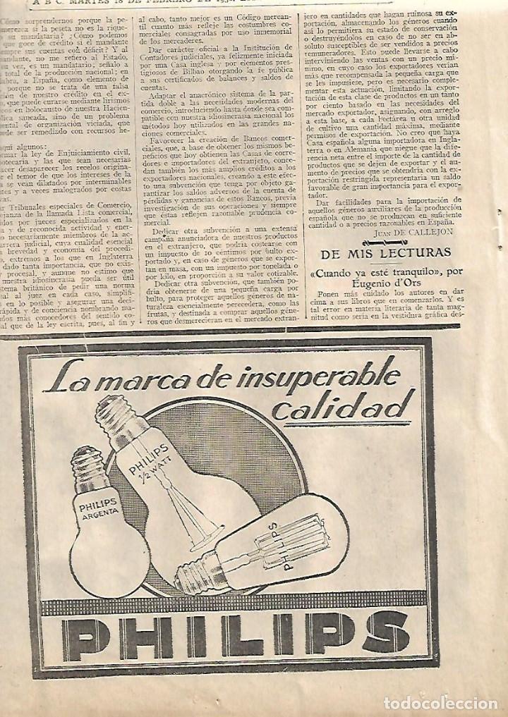 Collecting paper: A&Ntilde;O 1930 RECORTE PRENSA PUBLICIDAD PHILIPS BOMBILLA