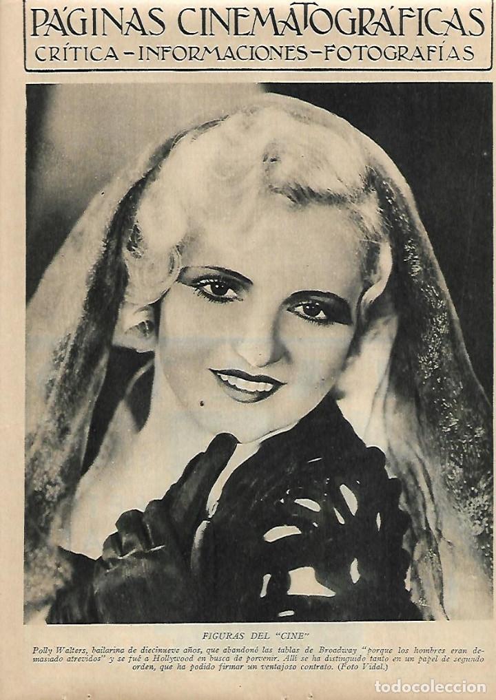 Collectionnisme: A&Ntilde;O 1931 RECORTE PRENSA FIGURAS DEL CINE POLLY WALTERS FOTOGRAFIA