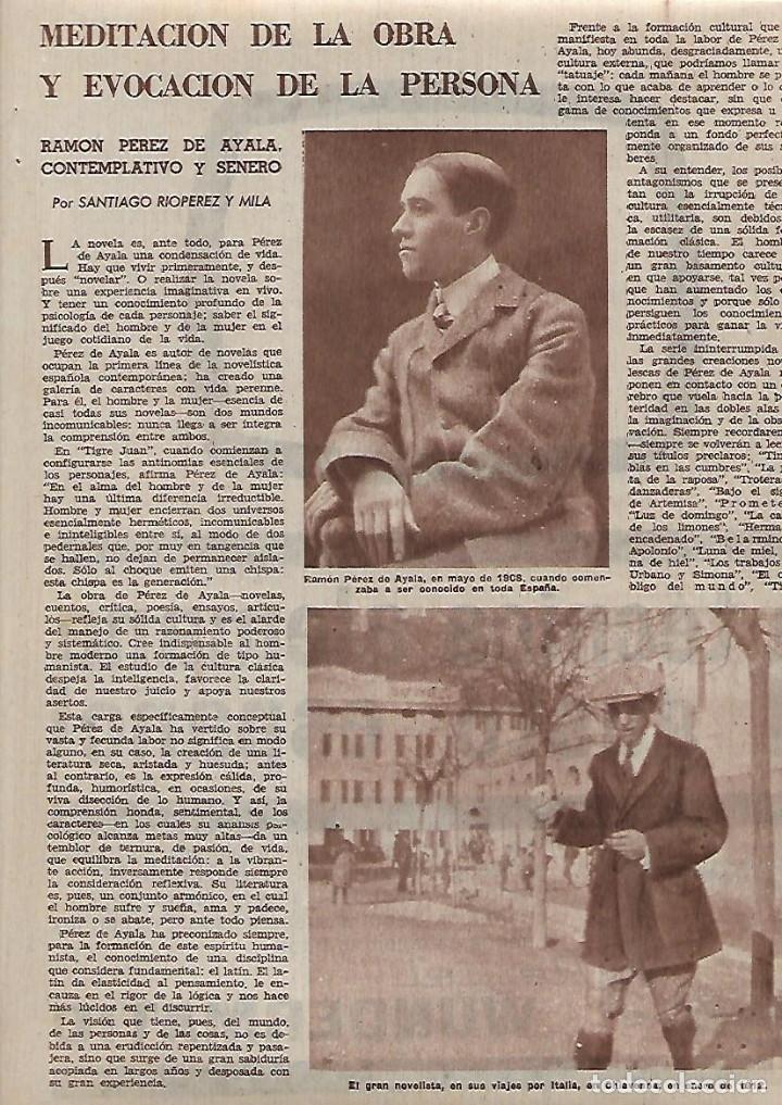 Collectionnisme: A&Ntilde;O 1962 RECORTE PRENSA RAMON PEREZ DE AYALA ESCRITOR AMIGO EINSTEIN DOCTOR JEHUDA