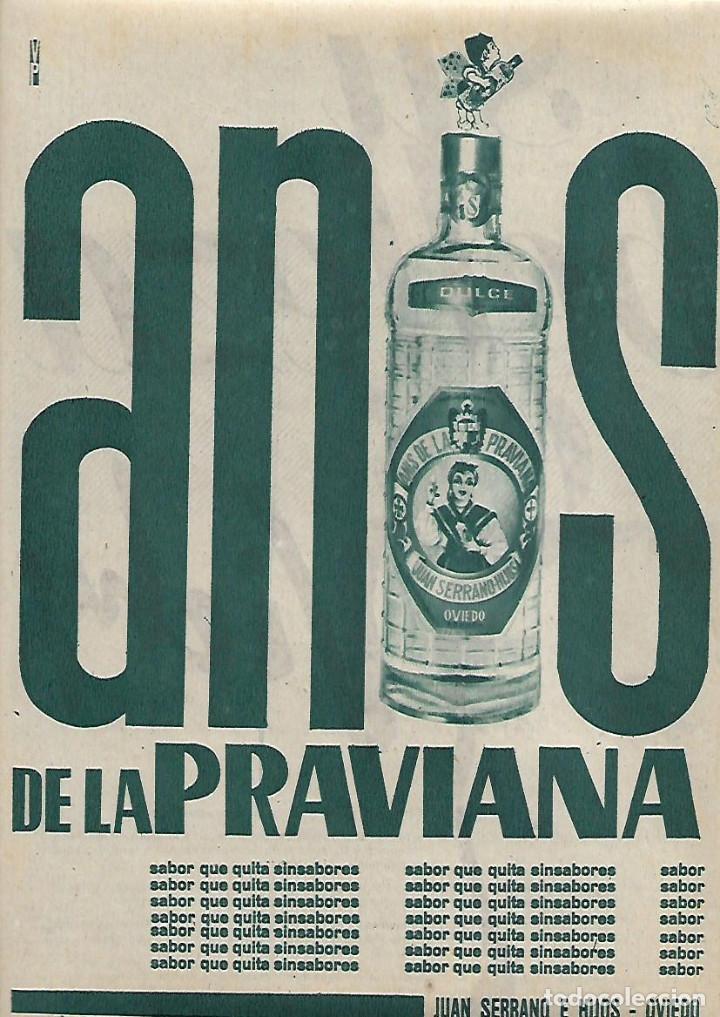 Colecionismo: A&Ntilde;O 1962 RECORTE PRENSA PUBLICIDAD BEBIDAS ANIS DE LA PRAVIANA JUAN SERRANO OVIEDO