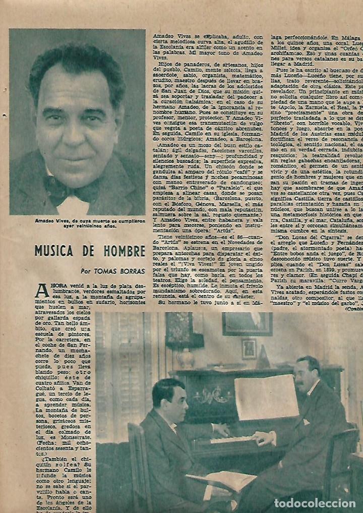 Collectionnisme: A&Ntilde;O 1957 RECORTE PRENSA MUSICA AMADEO VIVES ROIG