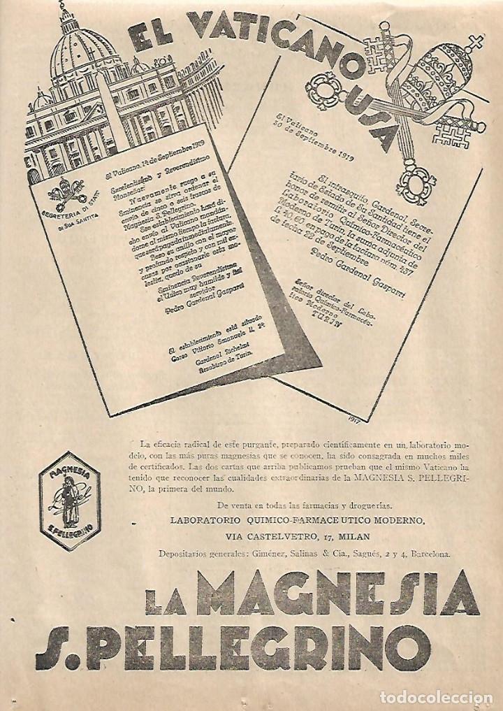 Coleccionismo: A&Ntilde;O 1930 RECORTE PRENSA PUBLICIDAD MAGNESIA S.PELLEGRINO PELLEGRINO
