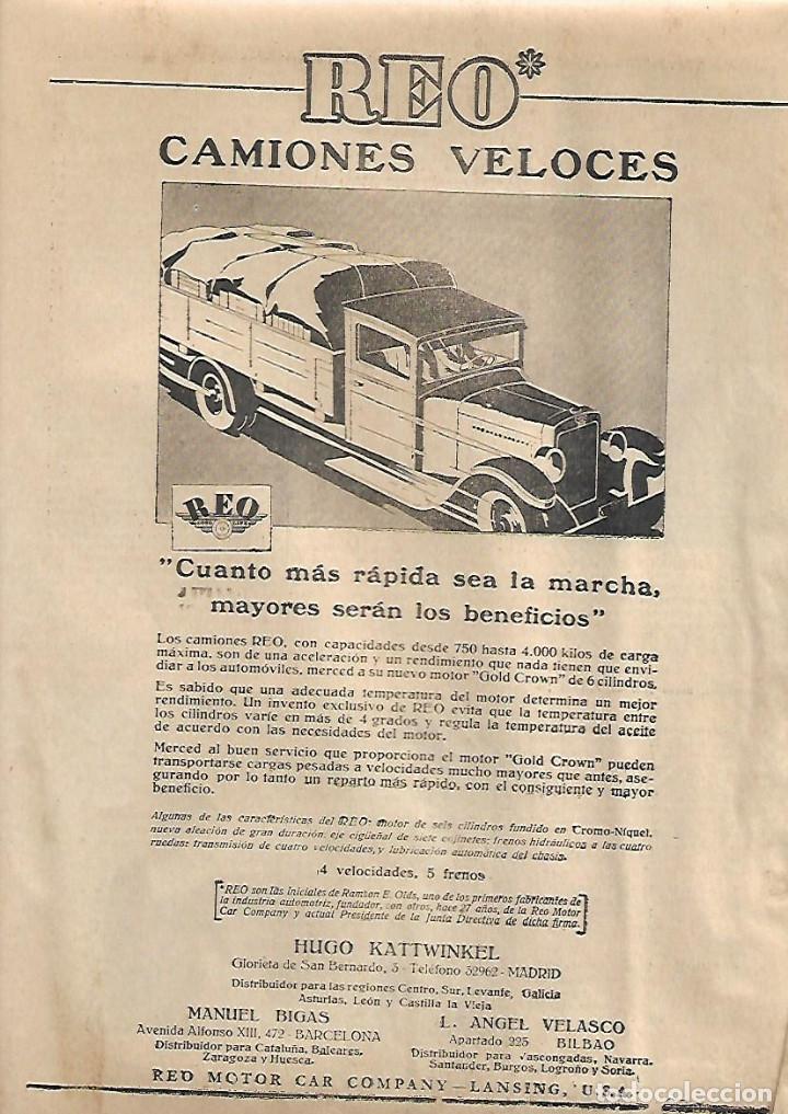 Coleccionismo: A&Ntilde;O 1930 RECORTE PRENSA PUBLICIDAD CAMION REO TRANSPORTE