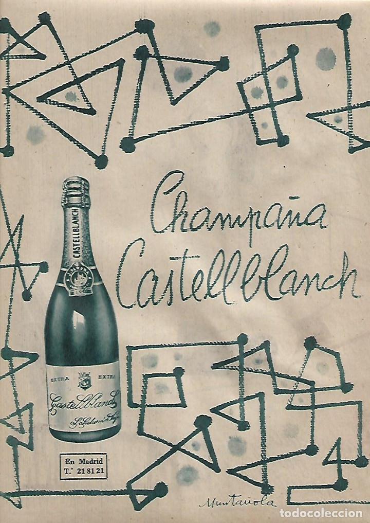 Colecionismo: A&Ntilde;O 1957 RECORTE PRENSA PUBLICIDAD BEBIDAS CAVA CASTELLBLANCH CHAMPA&Ntilde;A ANIS DE LA PRAVIANA OVIEDO