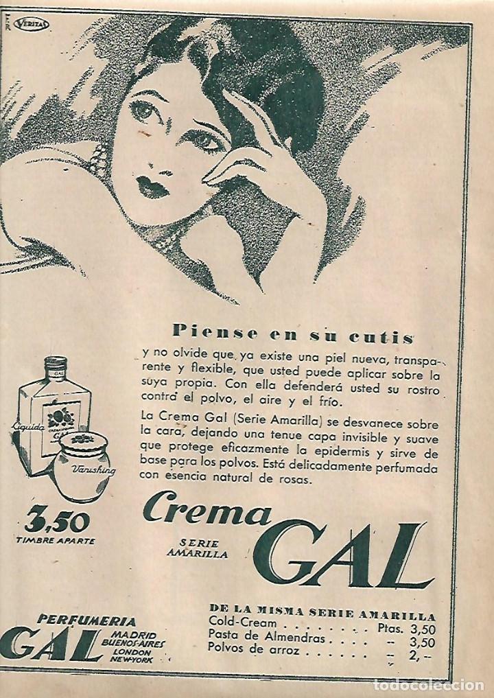Collecting paper: A&Ntilde;O 1930 RECORTE PRENSA PUBLICIDAD CREMA GAL CUTIS COSMETICA