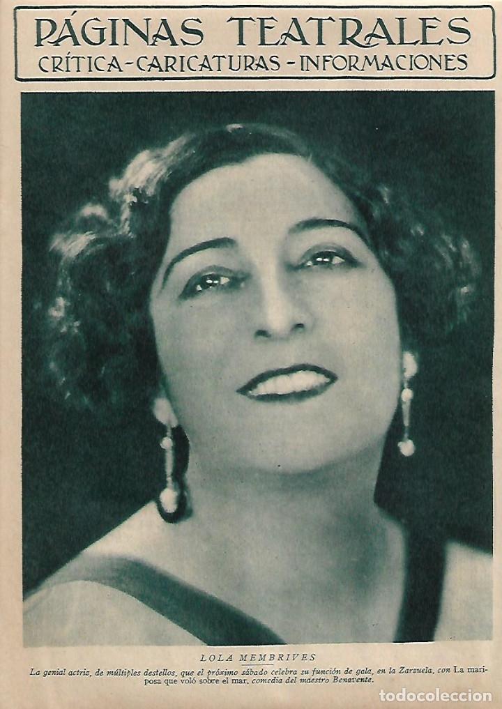 Collectionnisme: A&Ntilde;O 1930 RECORTE PRENSA FOTOGRAFIA ACTRIZ ARGENTINA LOLA MEMBRIVES