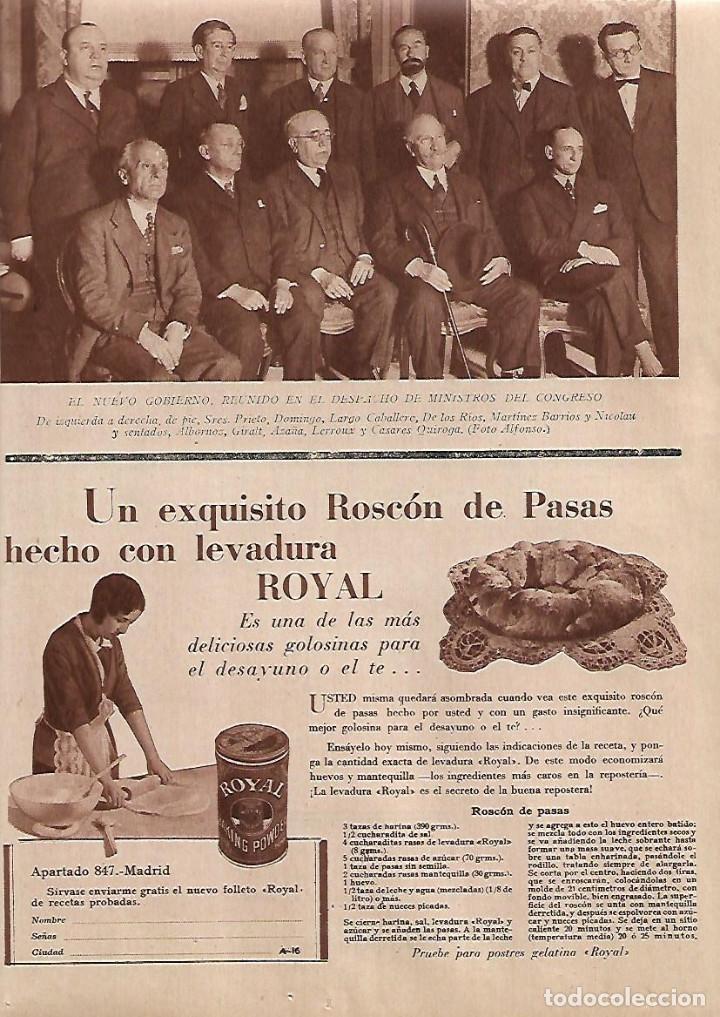 Colecionismo: A&Ntilde;O 1931 RECORTE PRENSA PUBLICIDAD LEVADURA ROYAL ROSCON DE PASAS RECETA