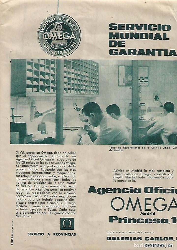 Colecionismo: A&Ntilde;O 1962 RECORTE PRENSA PUBLICIDAD AGENCIA OFICIAL OMEGA MADRID CALLE PRINCESA RELOJ