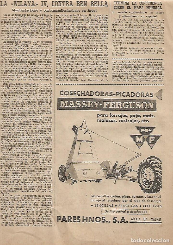 Colecionismo: A&Ntilde;O 1962 RECORTE PRENSA PUBLICIDAD MASSEY FERGUSON COSECHADORA PICADORA PARES HERMANOS