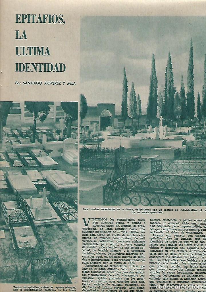 Colecionismo: A&Ntilde;O 1962 RECORTE PRENSA CEMENTERIO EPITAFIOS LA ULTIMA IDENTIDAD