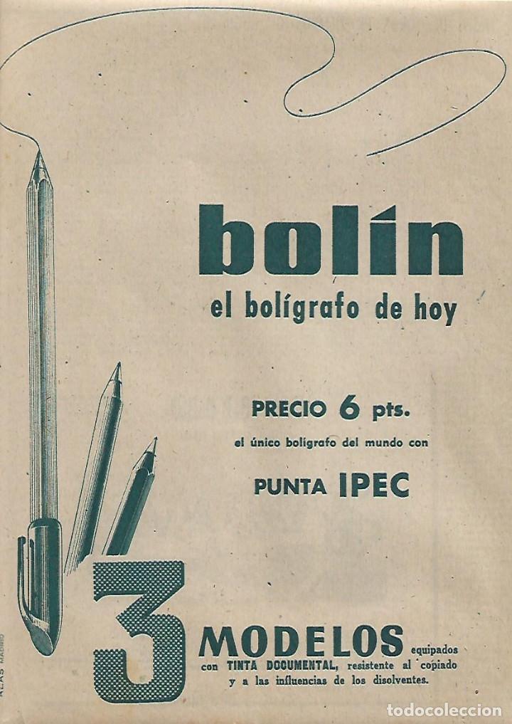 Colecionismo: A&Ntilde;O 1960 RECORTE PRENSA PUBLICIDAD BOLIGRAFO BOLIN
