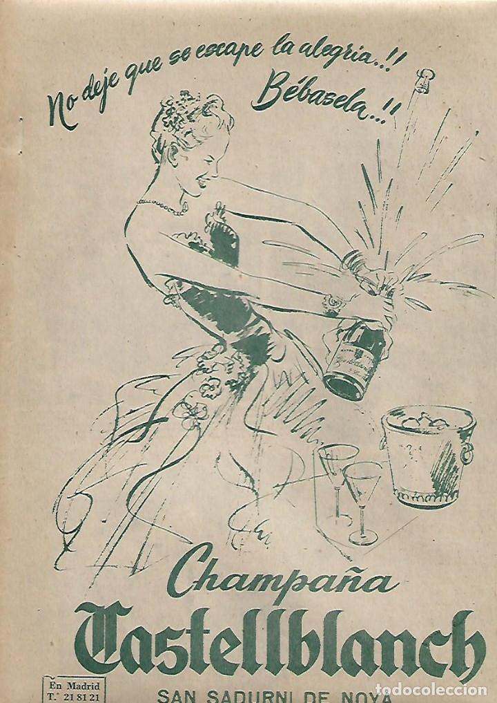 Collectionnisme: A&Ntilde;O 1957 RECORTE PRENSA PUBLICIDAD BEBIDAS CHAMPA&Ntilde;A CAVA CASTELLBLANCH
