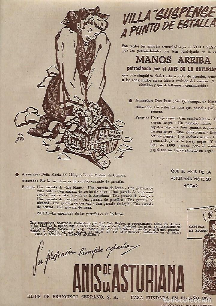 Colecionismo: A&Ntilde;O 1957 RECORTE PRENSA PUBLICIDAD BEBIDAS ANIS DE LA ASTURIANA HIJOS FRANCISCO SERRANO
