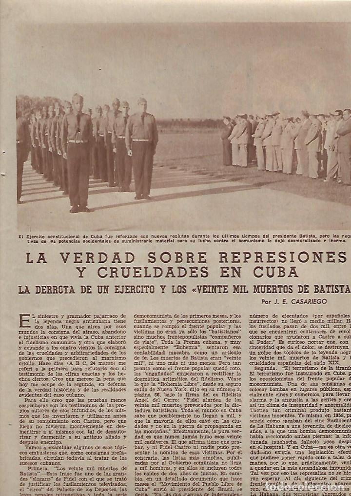 Coleccionismo: A&Ntilde;O 1962 RECORTE PRENSA REPRESION EN CUBA LA VERDAD VEINTE MIL MUERTOS DE BATISTA DERROTA EJERCITO